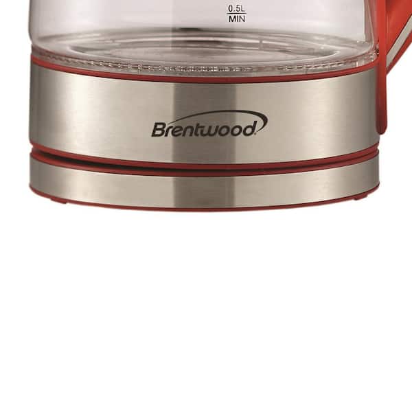 Brentwood Appliances KT-1900R Tempered Glass Tea Kettles 1.7-Liter Red 