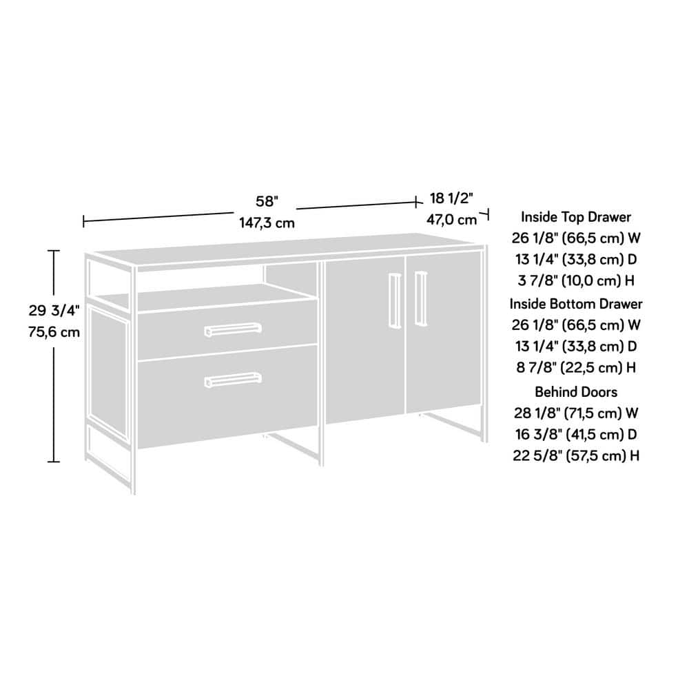 Briarbrook Barrel Oak 60" Modern TV Credenza with Adjustable Shelves