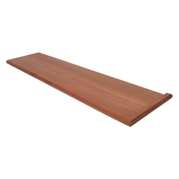 Stairtek 1 in. x 11.5 in. x 60 in. Unfinished Brazillian Cherry Reversible Return Plain Cut Tread