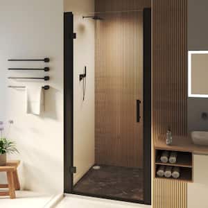34 in. to 36 in. W x 72 in. H Frameless Pivot Shower Door in Matte Black with Clear Glass