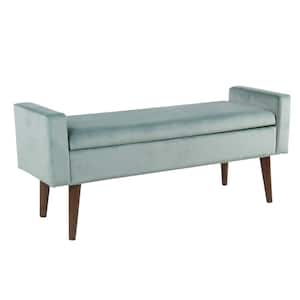 48 in. Blue Backless Bedroom Bench with Lift Top Storage and Tapered Feet