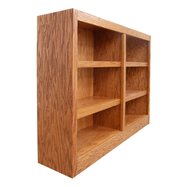 36 in. Dry Oak Wood 6-shelf Standard Bookcase with Adjustable Shelves