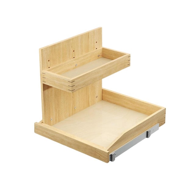 19.5 in. W Kitchen Under Sink Organizers and Storage Drawer, Pull Out Drawer with Hard Close, Adjustable (Left)-Natural