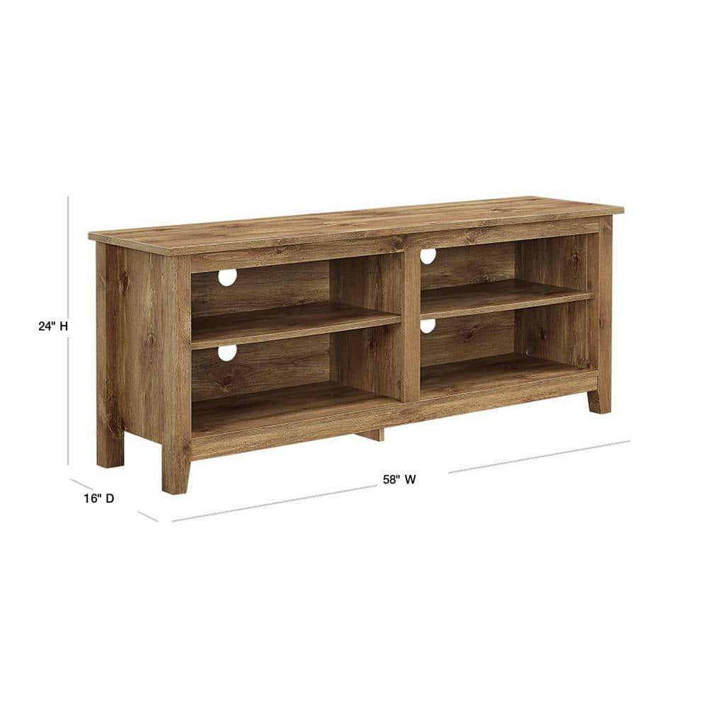 Classic Barnwood 58" Transitional TV Stand with Adjustable Shelving