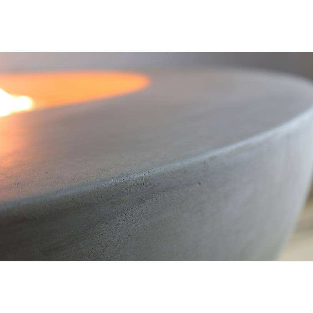 Light Gray Round Concrete Gas Fire Pit Table