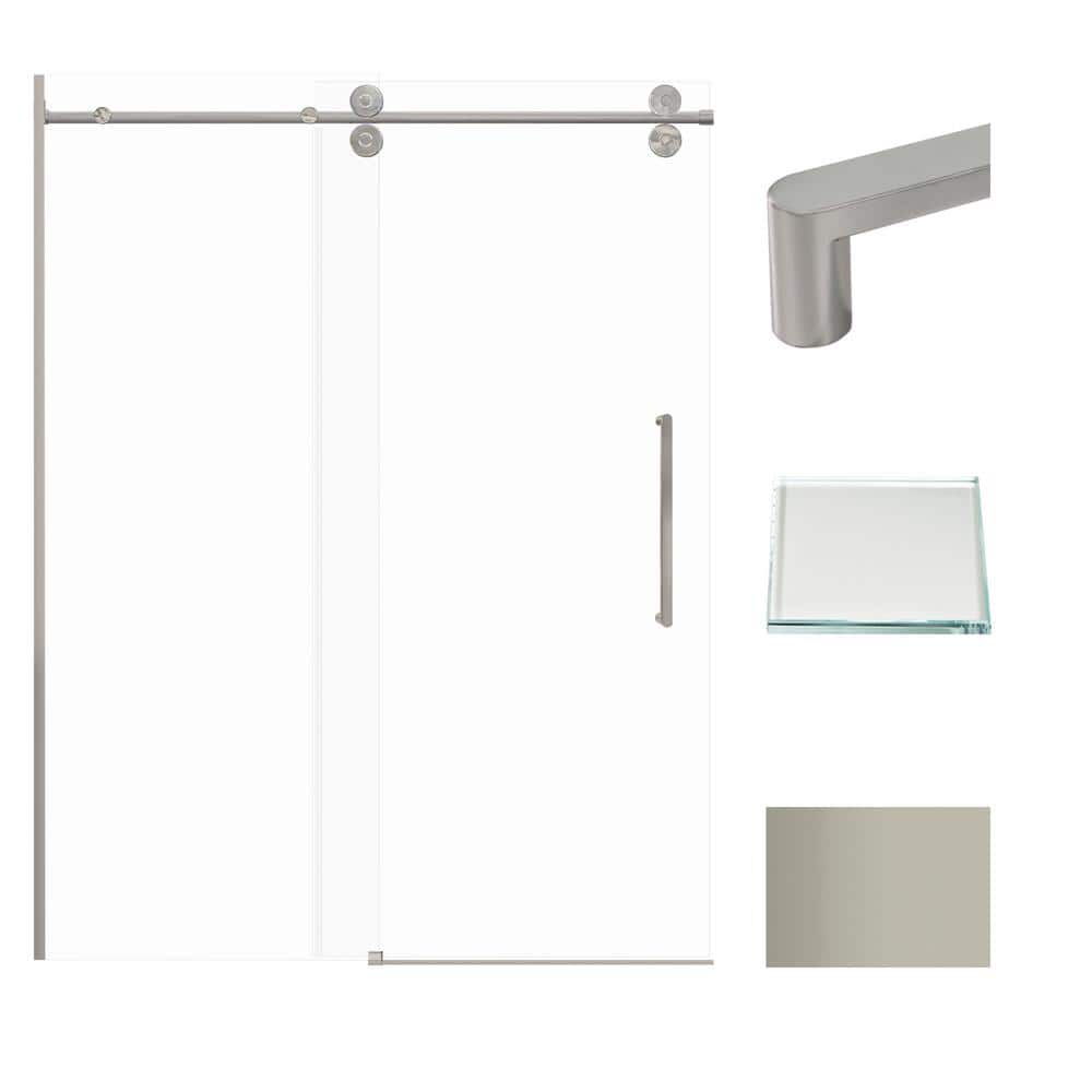 Teegan Plus 59 in. W x 80 in. H Sliding Door with Fixed Panel Semi-Frameless Shower Door with Clear Glass price history on PriceWatchPro