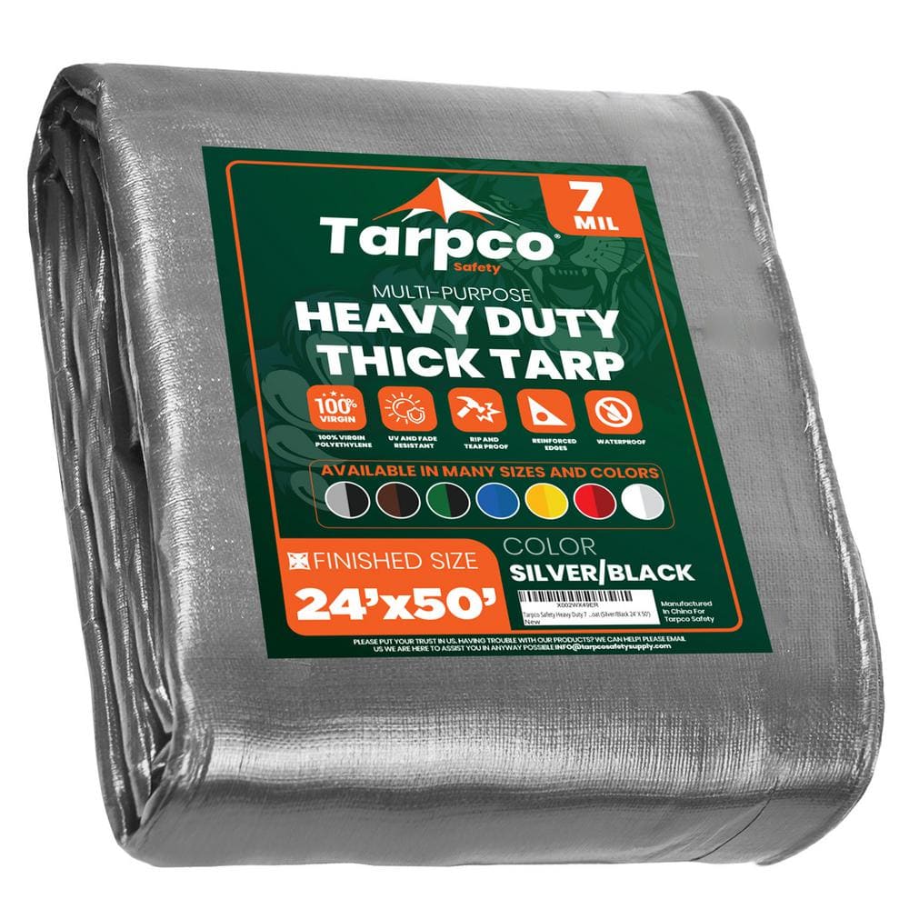 24 ft. x 50 ft. Silver/Black 7 Mil Heavy Duty Polyethylene Tarp, Waterproof, UV Resistant, Rip and Tear Proof price history on PriceWatchPro