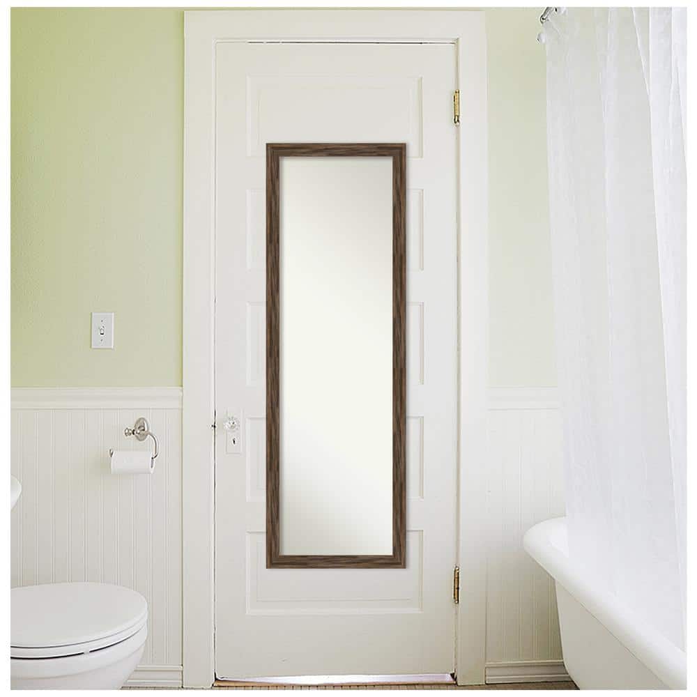 Mocha Barnwood Full-Length Rectangular Bathroom Mirror