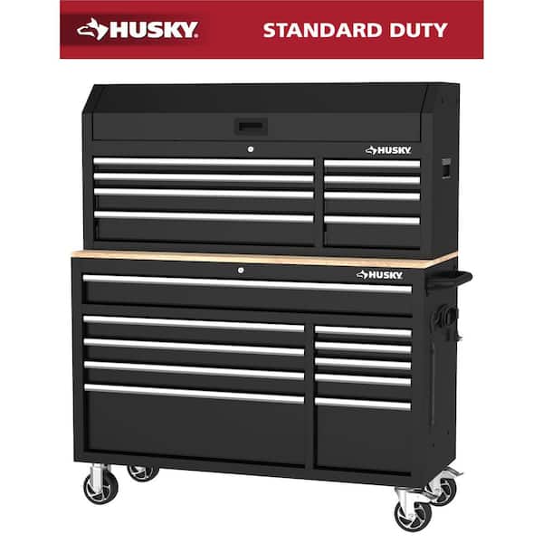 Modular Tool Storage 52 in. W Standard Duty Black Mobile Workbench Cabinet with 8-Drawer Top Tool Chest