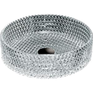 Scotch 16 in. Modern Clear Tempered Glass Crystal Round Circle Vessel Sink