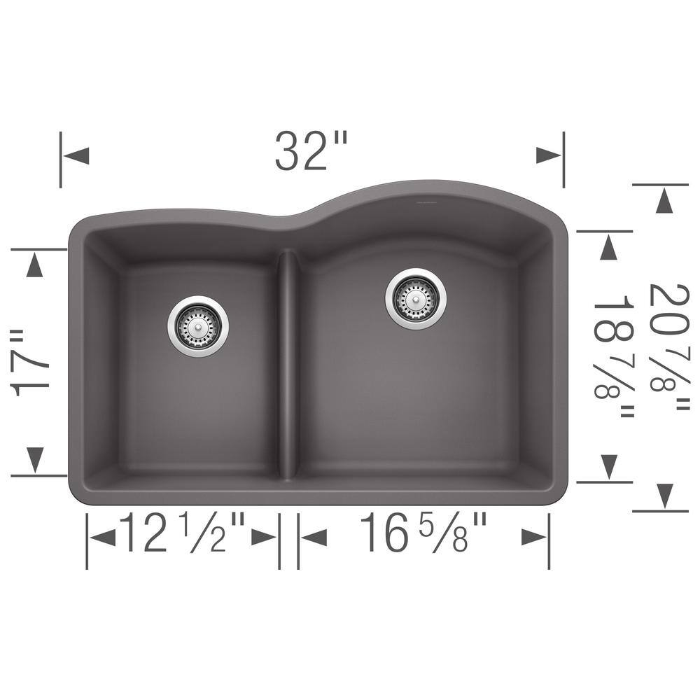 Cinder Gray Stone Double Bowl Drop-in Kitchen Sink