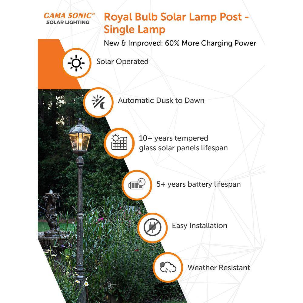 Orleans Inspired Weathered Bronze Solar Lamp Post with LED & Dusk to Dawn Feature