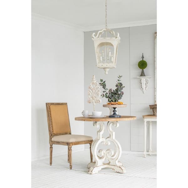 4-Light Cage Lantern Geometric Chandelier for Entryway, Dining Room, or Kitchen with No Bulbs Included