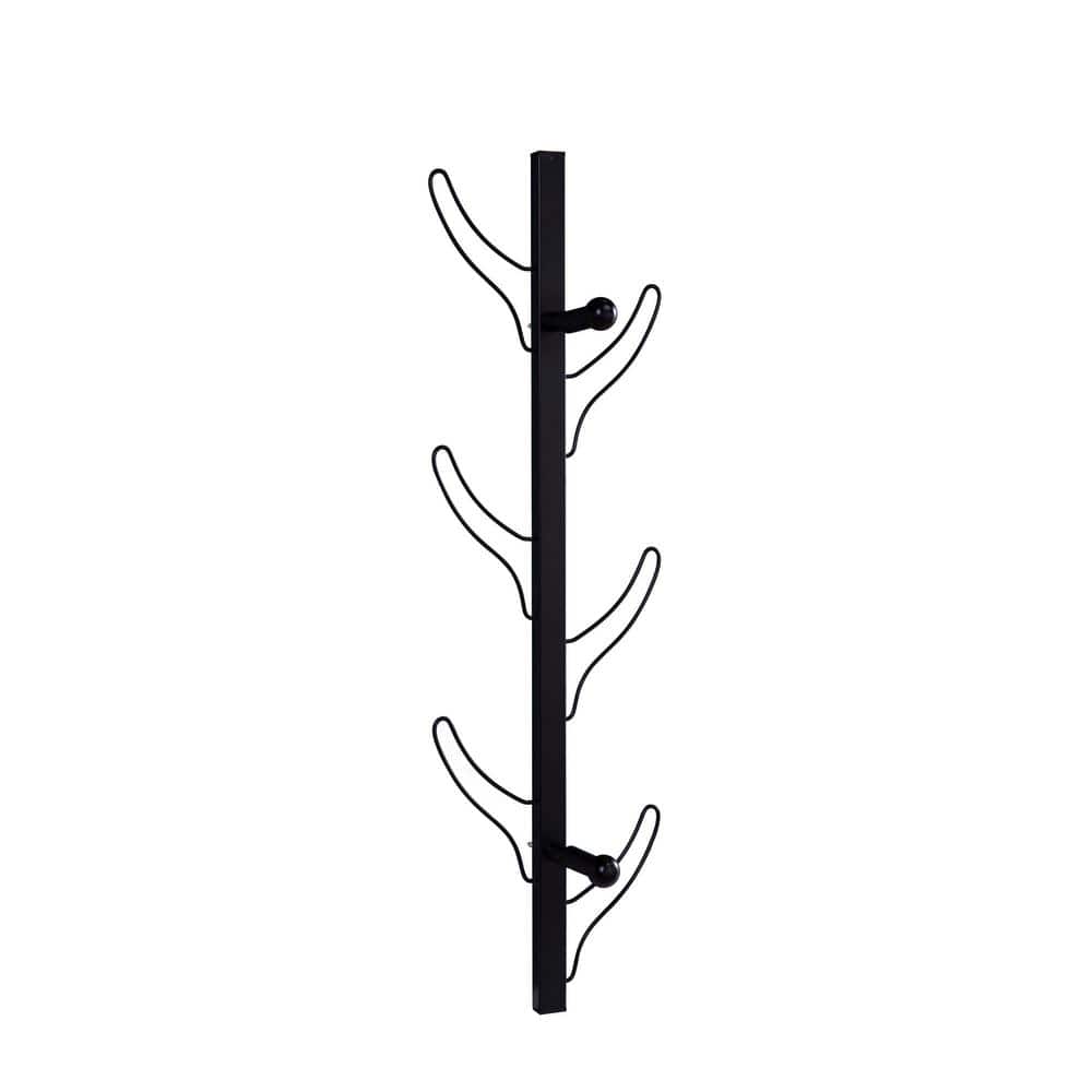 Cloak Rack Wall Mounted Wooden, Wall Decoration, Metal Frame, 8 Hooks, Blac