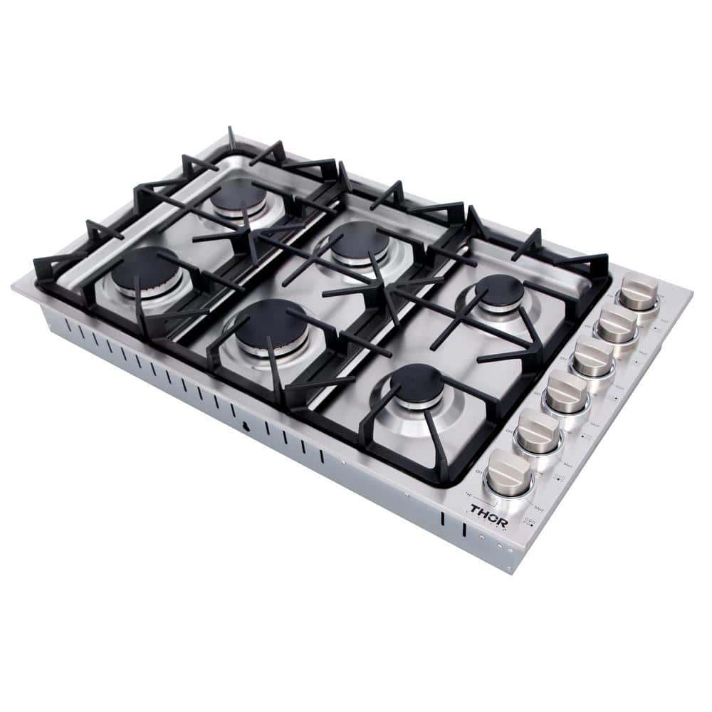 Thor Kitchen 36 in. Drop-in Gas Cooktop in Stainless Steel-TGC3601 ...