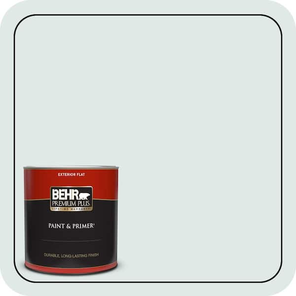 BEHR PREMIUM PLUS 1 qt. #BL-W01 Calm Flat Exterior Paint & Primer