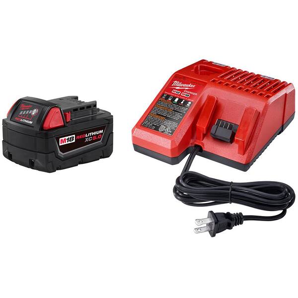 Milwaukee M18 18 Volt Lithium Ion XC Starter Kit with One 5.0Ah Battery and Charger 48 59 1850 The Home Depot