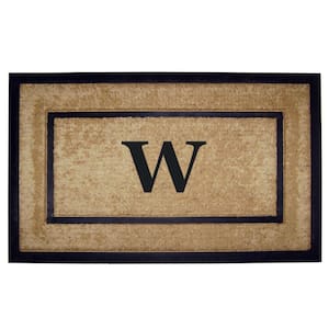DirtBuster Single Picture Frame Black 22 in. x 36 in. Coir with Rubber Border Monogrammed W Door Mat