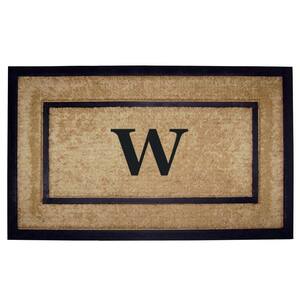 DirtBuster Single Picture Frame Black 22 in. x 36 in. Coir with Rubber Border Monogrammed W Door Mat