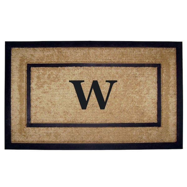 Nedia Home DirtBuster Single Picture Frame Black 22 in. x 36 in. Coir with Rubber Border Monogrammed W Door Mat