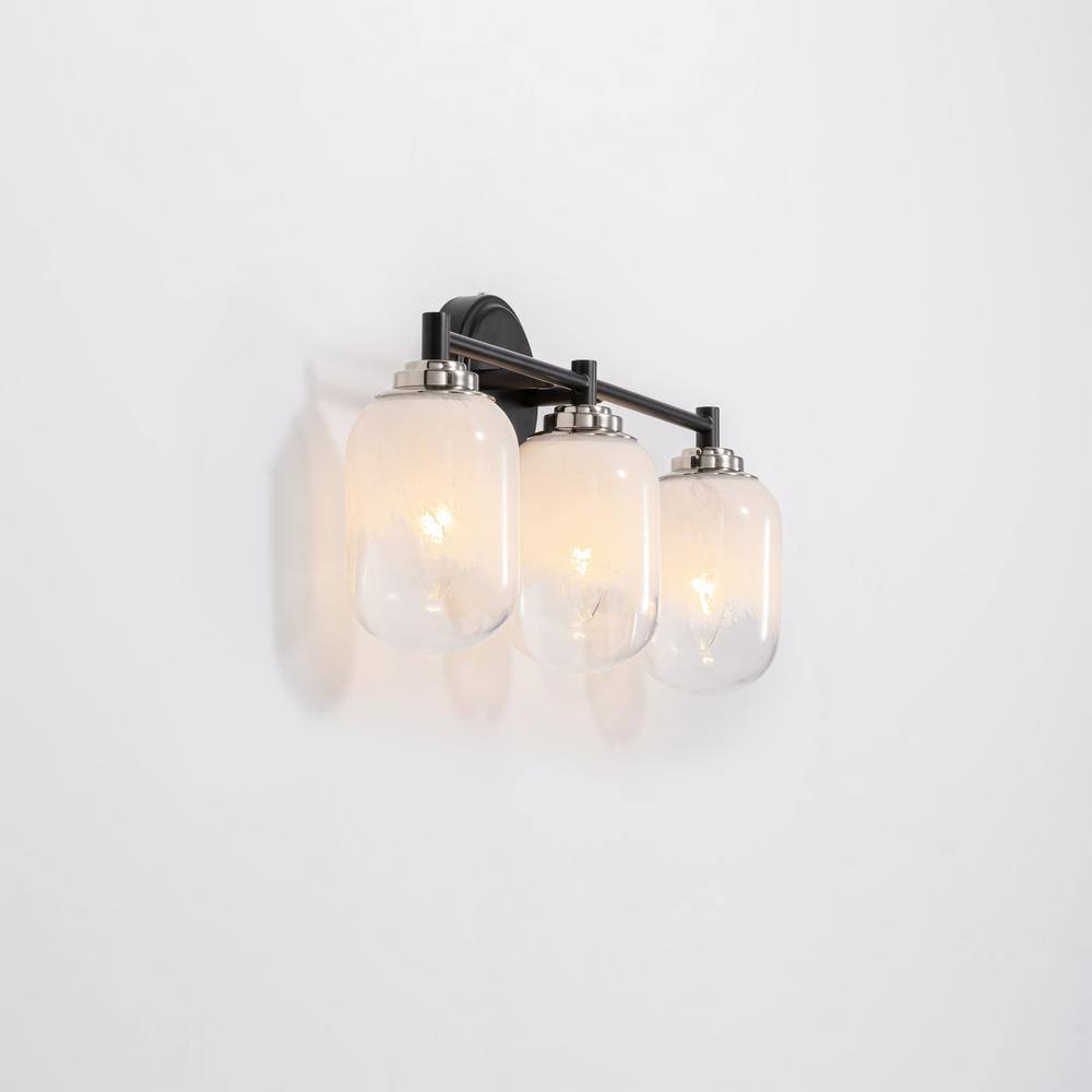 Seren 20 in. L 3-Light Matte Black Wall Sconce-Modern Style Rotatable Wall Lamp with Handmade Glass Shades price history on PriceWatchPro