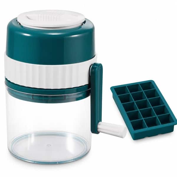 Portable Manual Ice Shaver, Stainless Steel Blade Snow Cone Maker with Ice Cube Tray, Household Hand Crank Ice Crusher