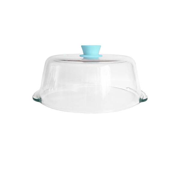 10 in. Glass Microwave Splatter Cover with Vent Hole, Silicone Knob, Cookware Serving Dish with Splatter Guard Lid