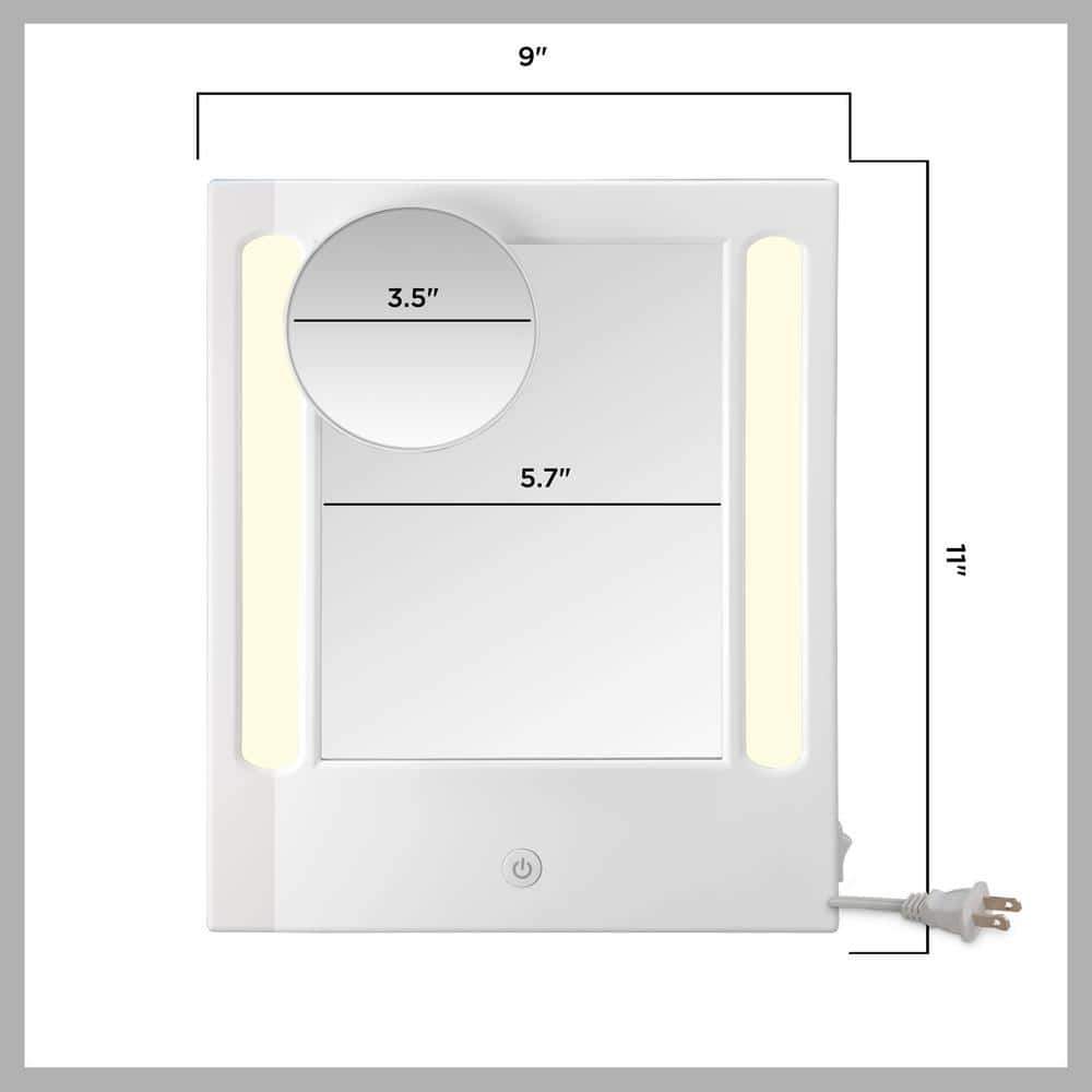 White LED Lighted Rectangular Magnifying Vanity Mirror