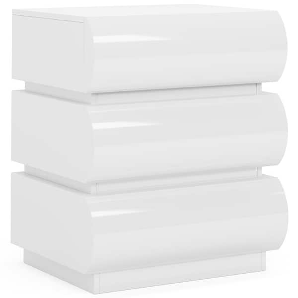 BYBLIGHT Fenley White 3-Drawer 21.6 in Nightstand for Bedroom