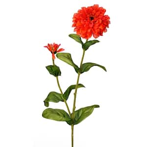 30 in. Orange Artificial Zinnia Flower Bud