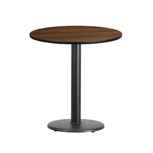 24 in. Round Walnut Laminate Table Top with 18 in. Round Table Height Base