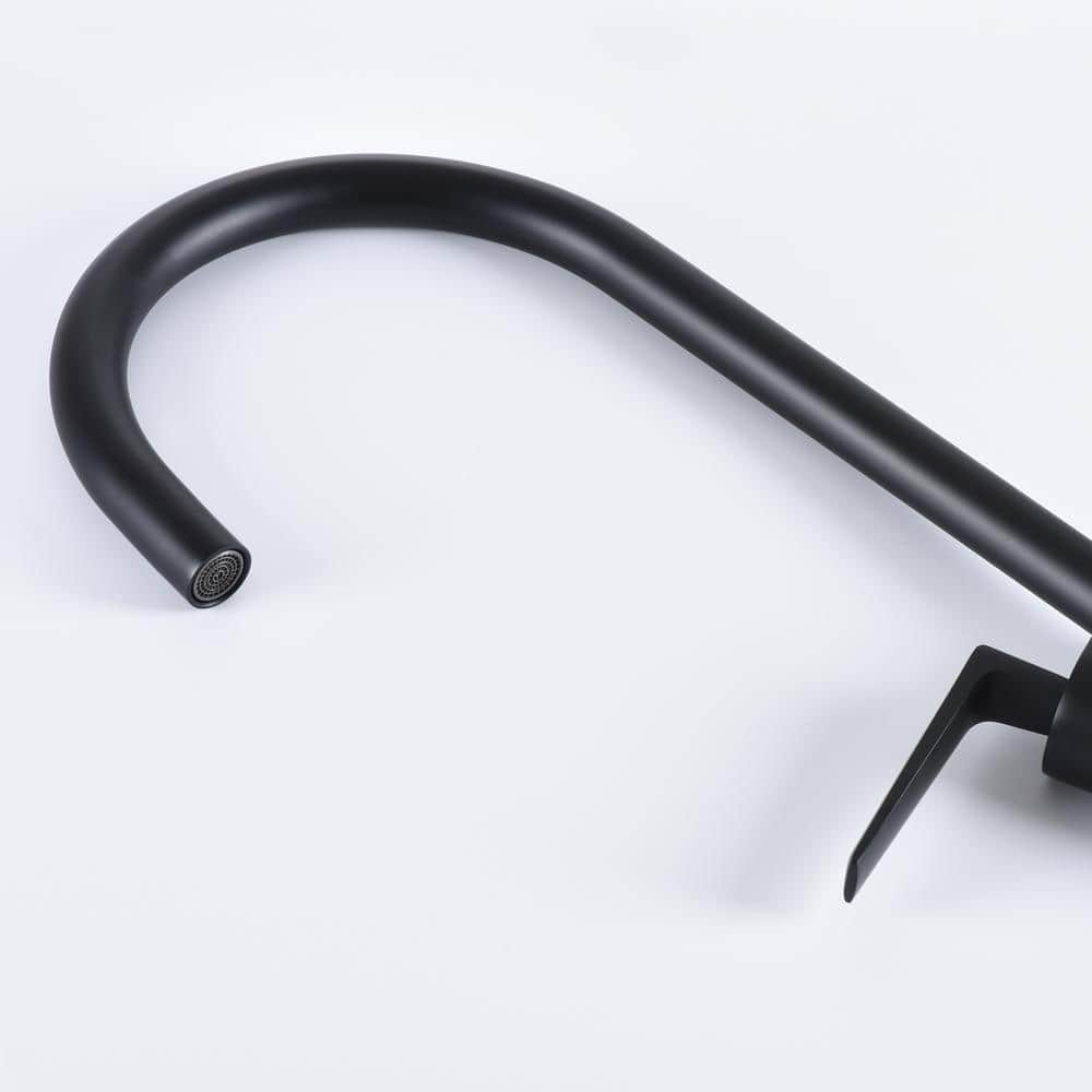 Matte Black Solid Brass Single Handle Kitchen Faucet with Pull-out Spray