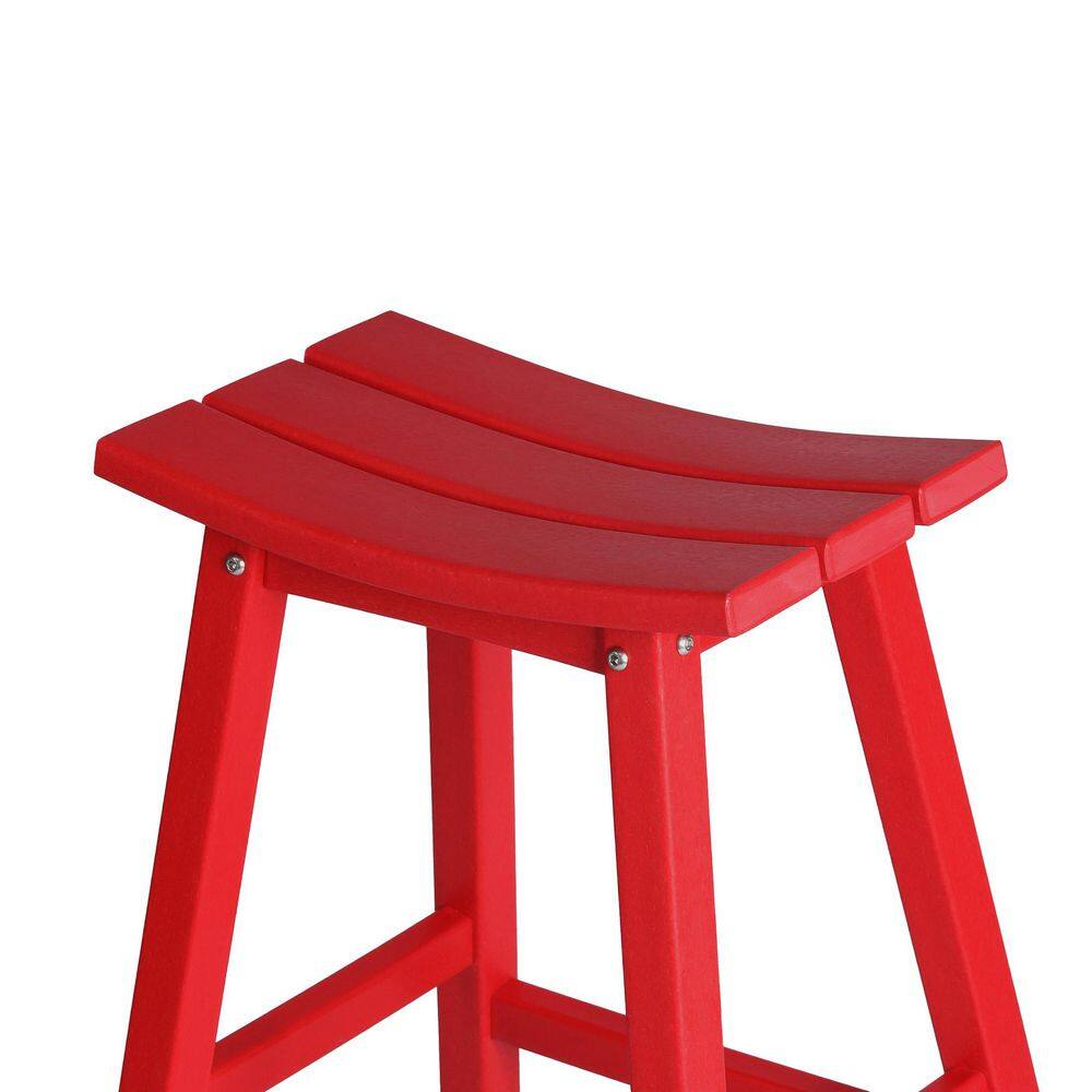 Laguna All-Weather HDPE Curved Saddle Bar Stool 29" Red