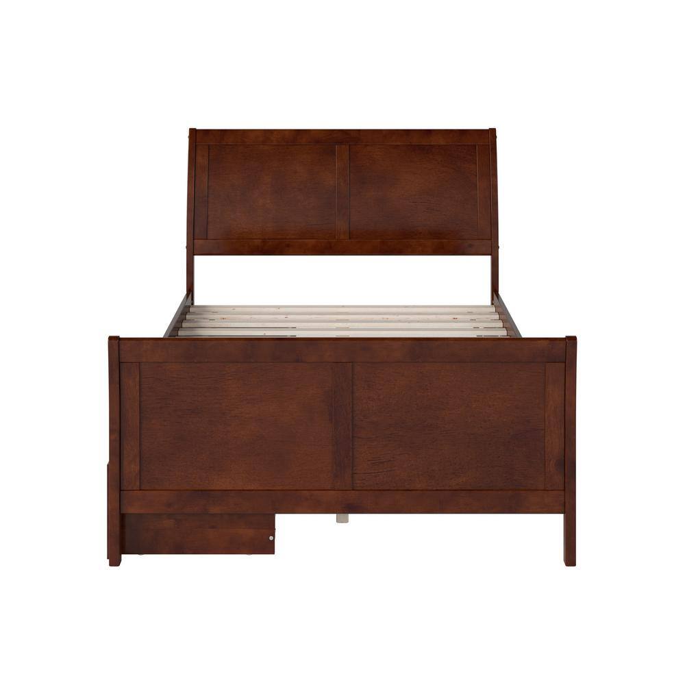 Portland Walnut Full Platform Bed with Storage Drawers