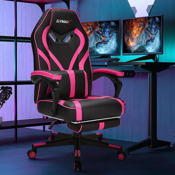 Vinsetto Racing Gaming Chair with Lumbar Support, Head Pillow, Swivel  Wheels, High Back Recliner Gamer Desk, Pink