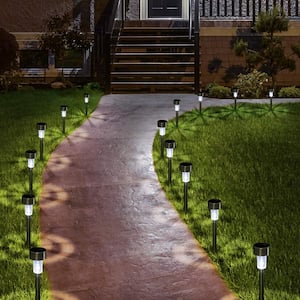 Solar Stainless Steel Clear Intergrated LED Path Light (12-Pack)