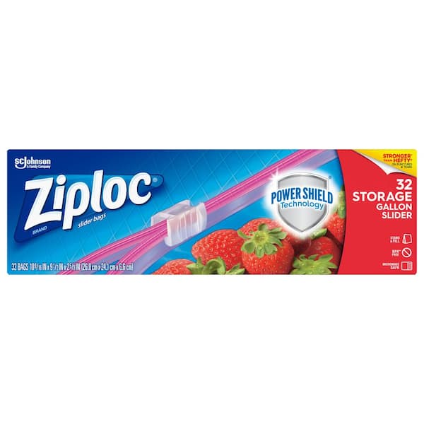 Ziploc Plastic Slider Storage Bags Quart (32-Pieces)