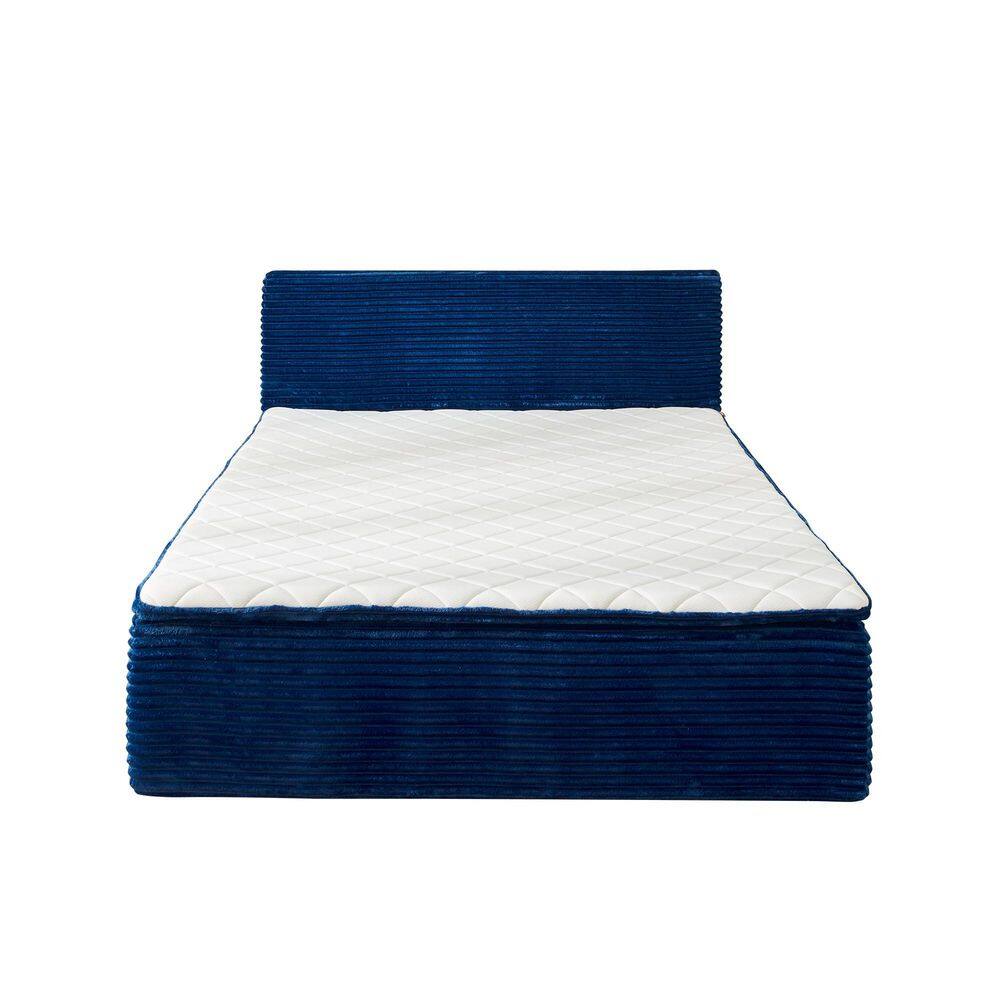 Zuke Blue Plush Corduroy Memory Foam Frame Queen Size Upholstered Platform Bed in a Box with No Assembly Required price history on PriceWatchPro