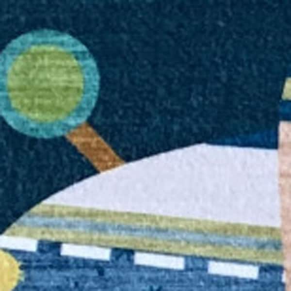 5 ft. x 8 ft. Navy Red and Orange Juvenile Airplanes Youthful Area Rug