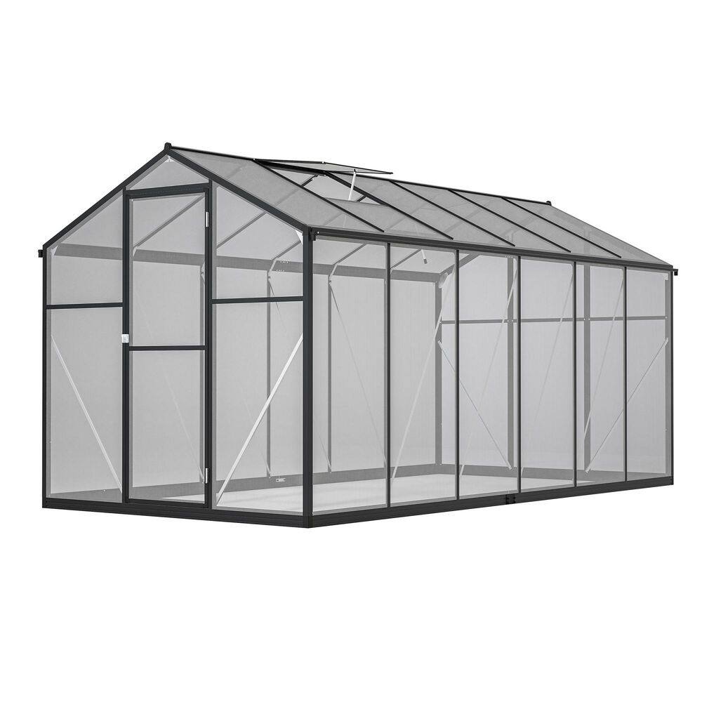 6 Ft. W x 12 Ft. D Polycarbonate Outdoor Walk-in Greenhouse In Black, with Anchor Aluminum Heavy Duty Frame price history on PriceWatchPro