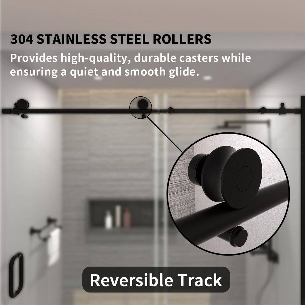 60'' Matte Black Semi-Frameless Sliding Tub Door with Clear Glass