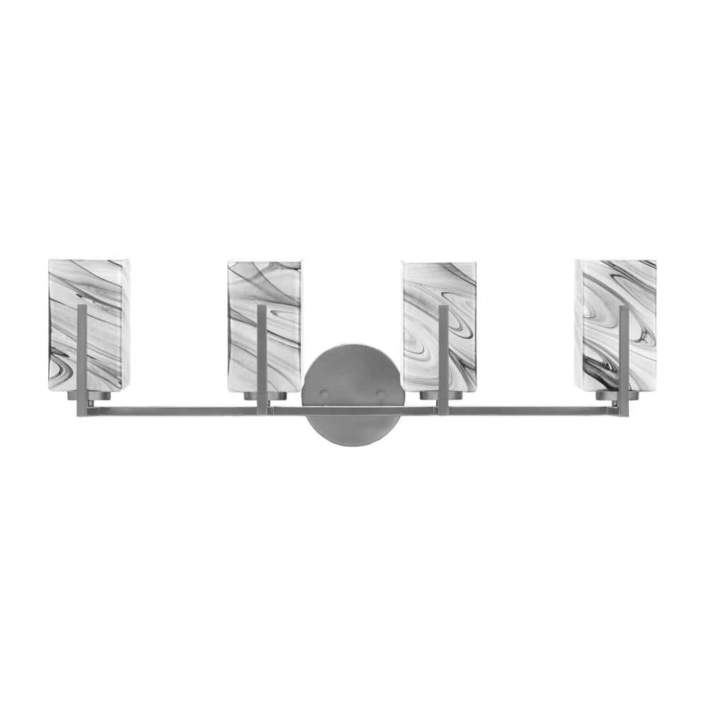 Cottonwood 28.5 in. 4-Light Vanity Light Graphite with 3.5 in. Square Onyx 