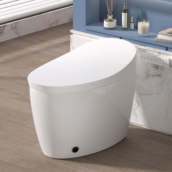 Elongated Smart Bidet Toilet 1.28 GPF in White with Auto Flush, Heated Seat, 4 Washing Modes, LED Display, Night Light