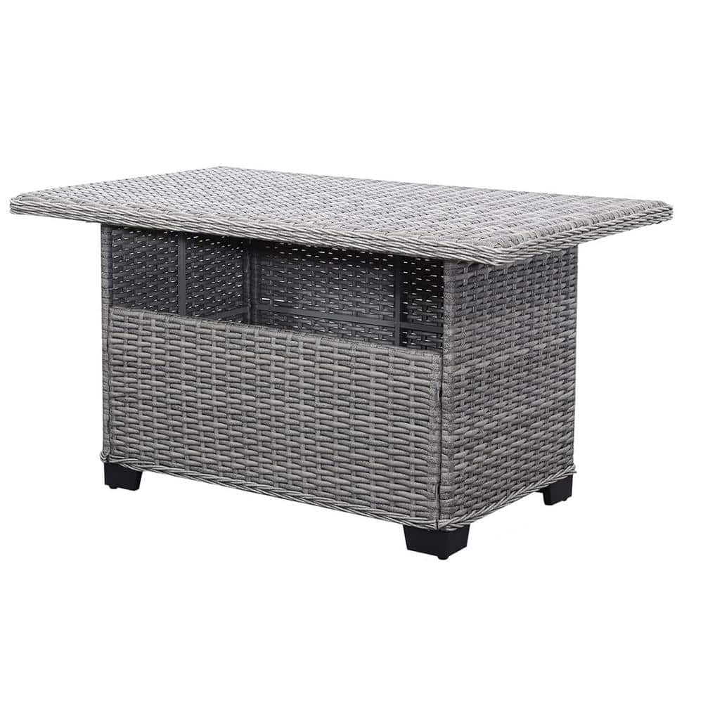 Stone Grey Rectangle Wicker Outdoor Coffee Table