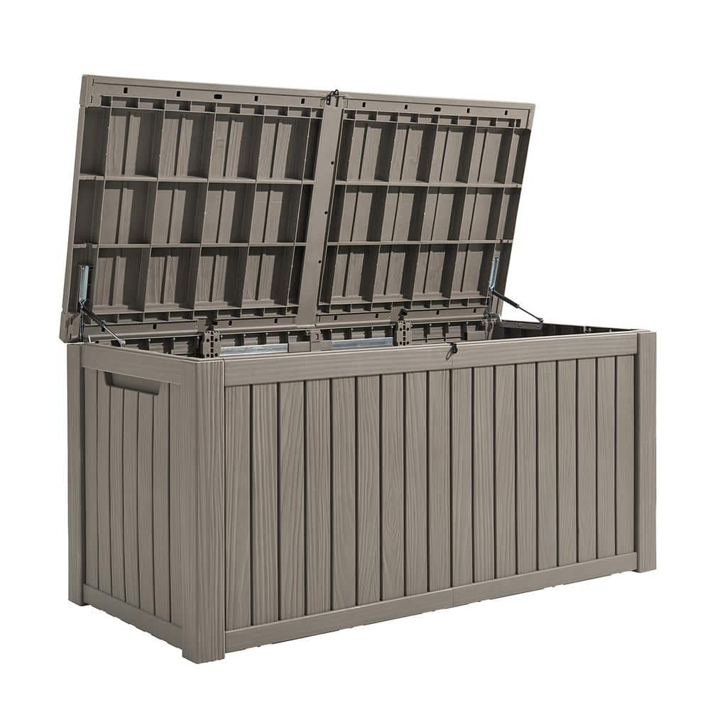 Reviews For Jayden Creation Adela Gal Brown Wooden Slat Outdoor Storage Deck Box Pg