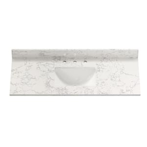 49 in. W x 22 in. D Engineered Stone Composite White Square Single Sink Bathroom Vanity Top Only in Carrara White