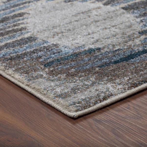 10 X 13 Blue, Ivory Geometric Runner Rug