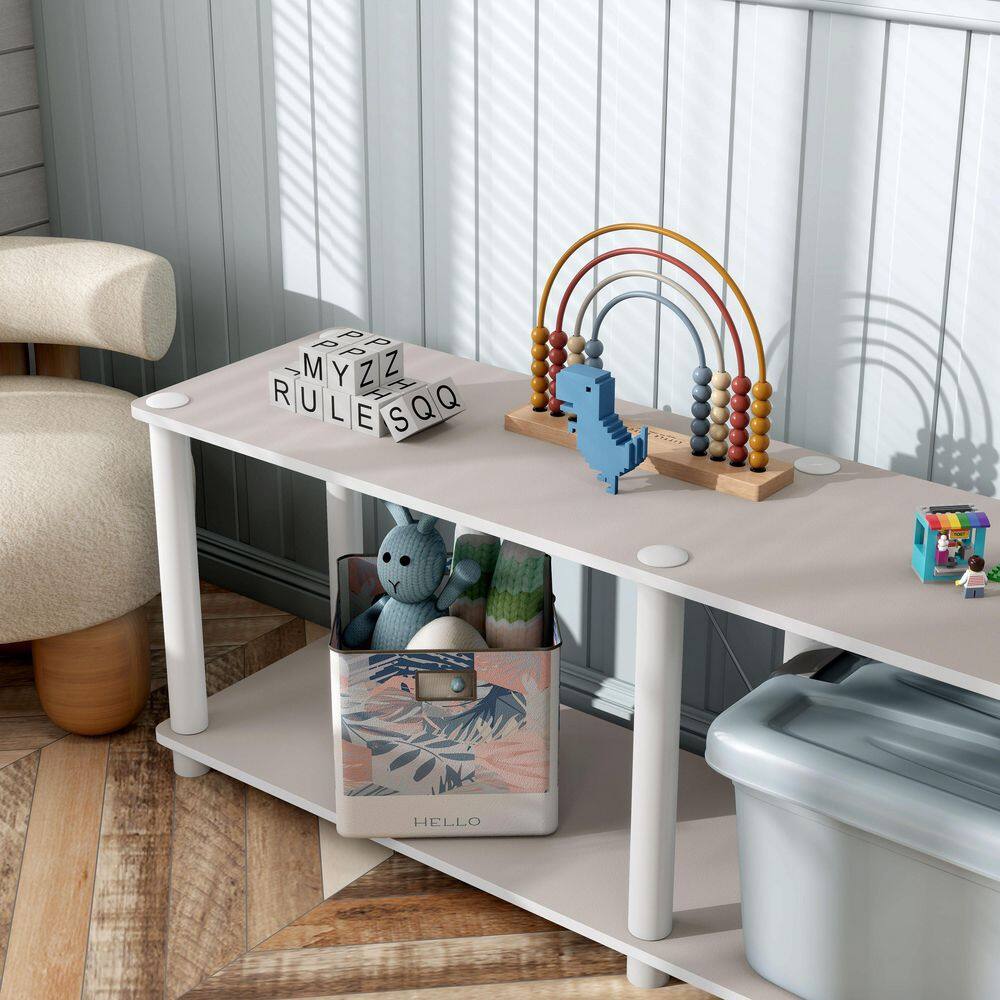 Taupe Grey Modern Engineered Wood 2-Tier Wide Shelf Unit