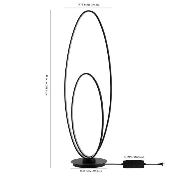 Jonathan Y Calder 47 Metal Modern Contemporary Oval Dimmable Integrated LED Floor Lamp - Black