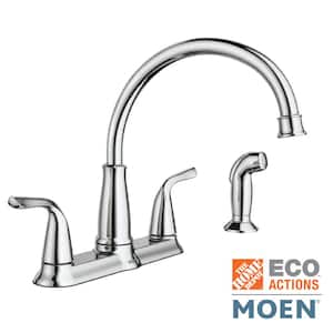 Brecklyn 2-Handle Standard Kitchen Faucet with Side Sprayer in Chrome